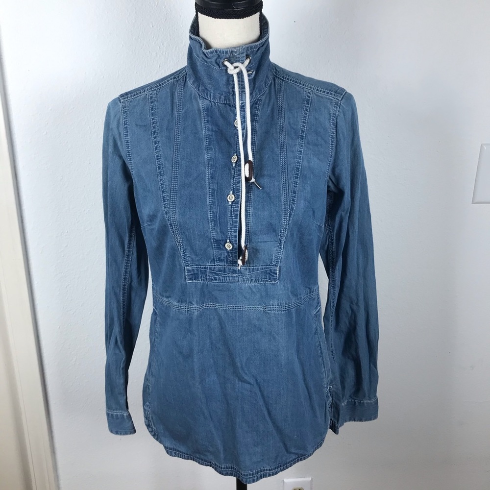EDDIE BAUER JEAN PULLOVER 1/2 BUTTON UP TOP
